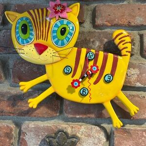 Allen Designs Enesco Kimi The Kitty Wall Clock Funky- Colorful Retro No Bird